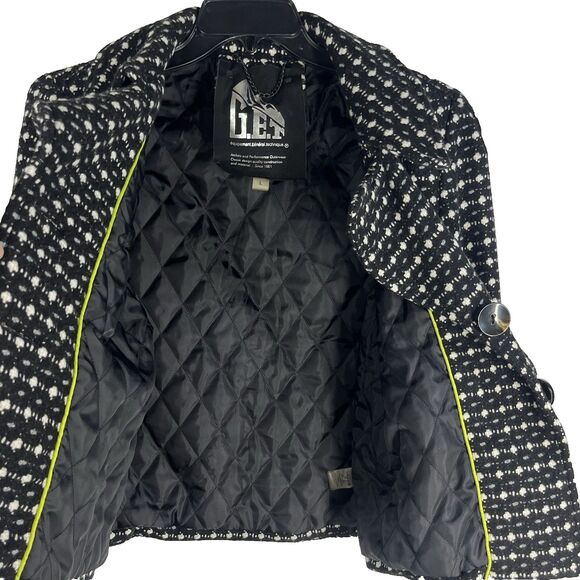 G.E.T. Equipment General Technique Black Wool Jacket Women’s Large Winter Coat - Picture 5 of 10